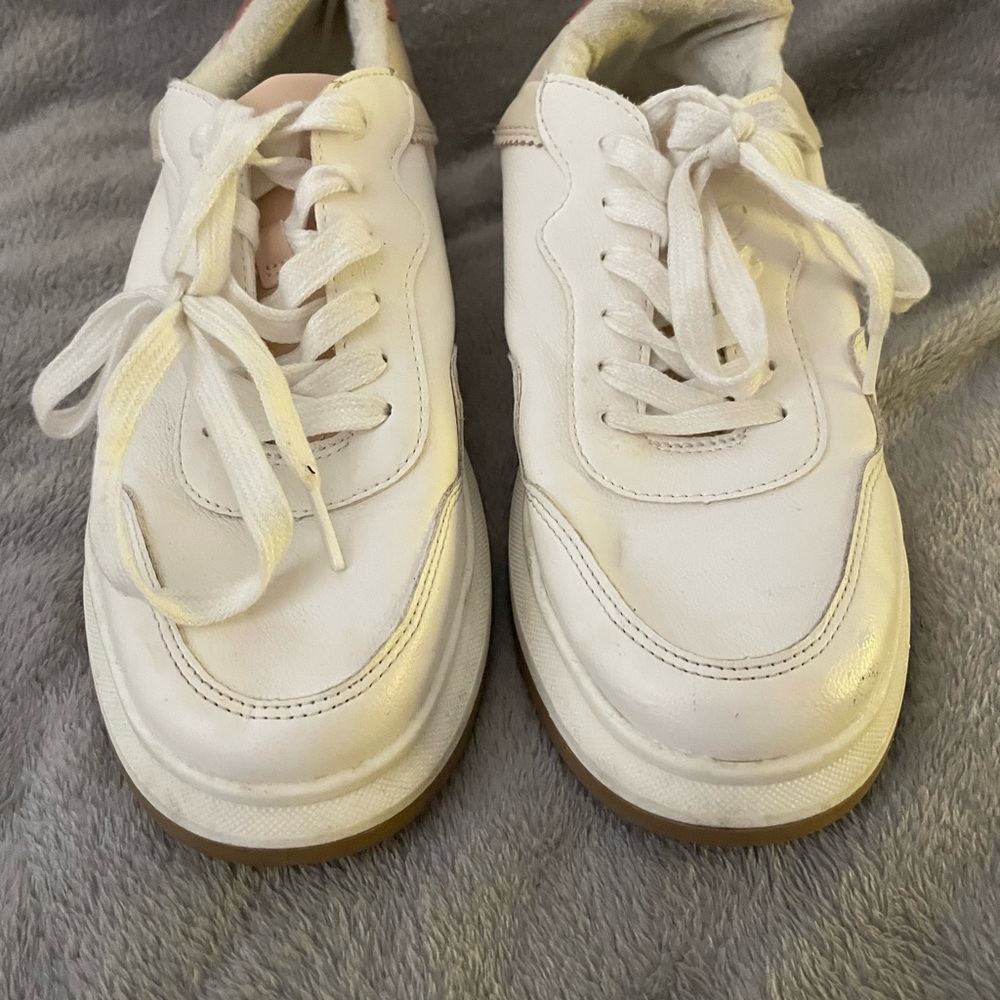 White Lace-Up Sneakers